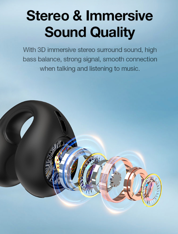 Bone Conduction Headphones with Noise Control and 8D Surround Sound  سماعات توصيل العظام مع التحكم في الضوضاء والصوت المحيطي 8D